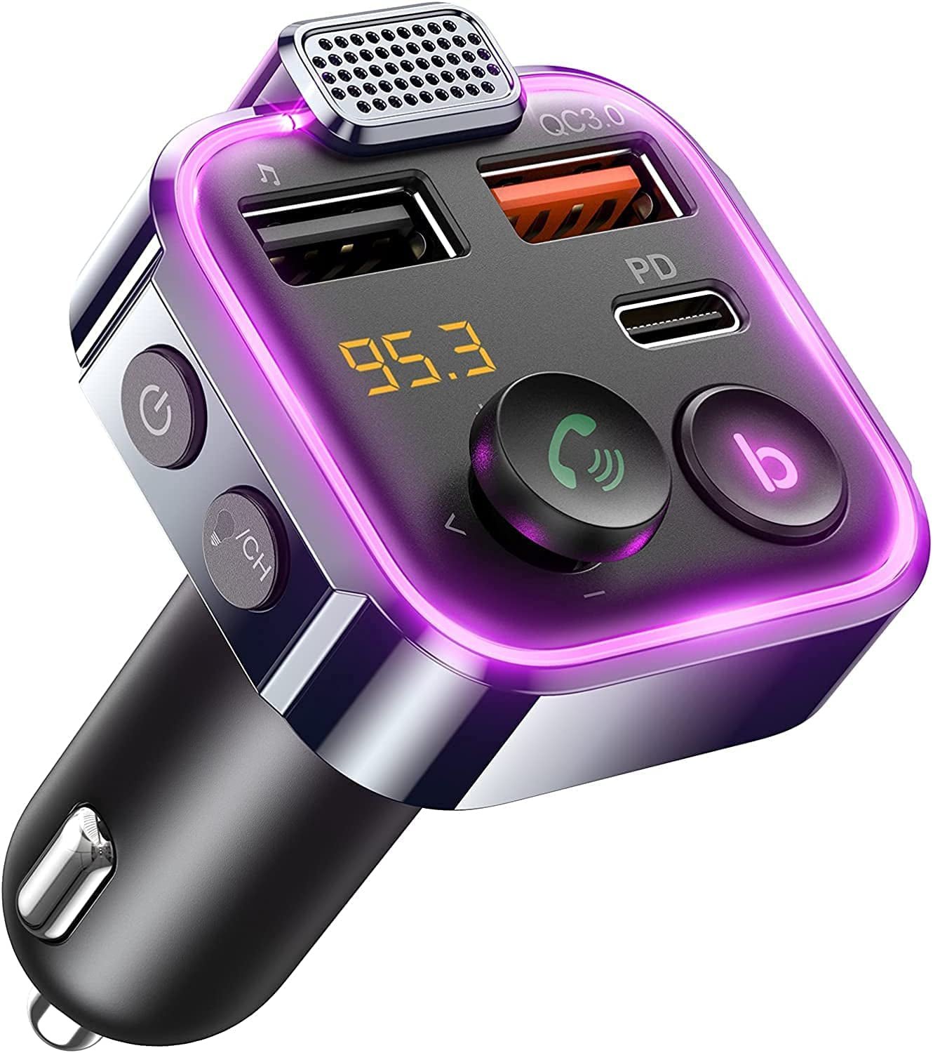 Bluetooth FM Transmitter for Car Adapter, Stronger Microphone