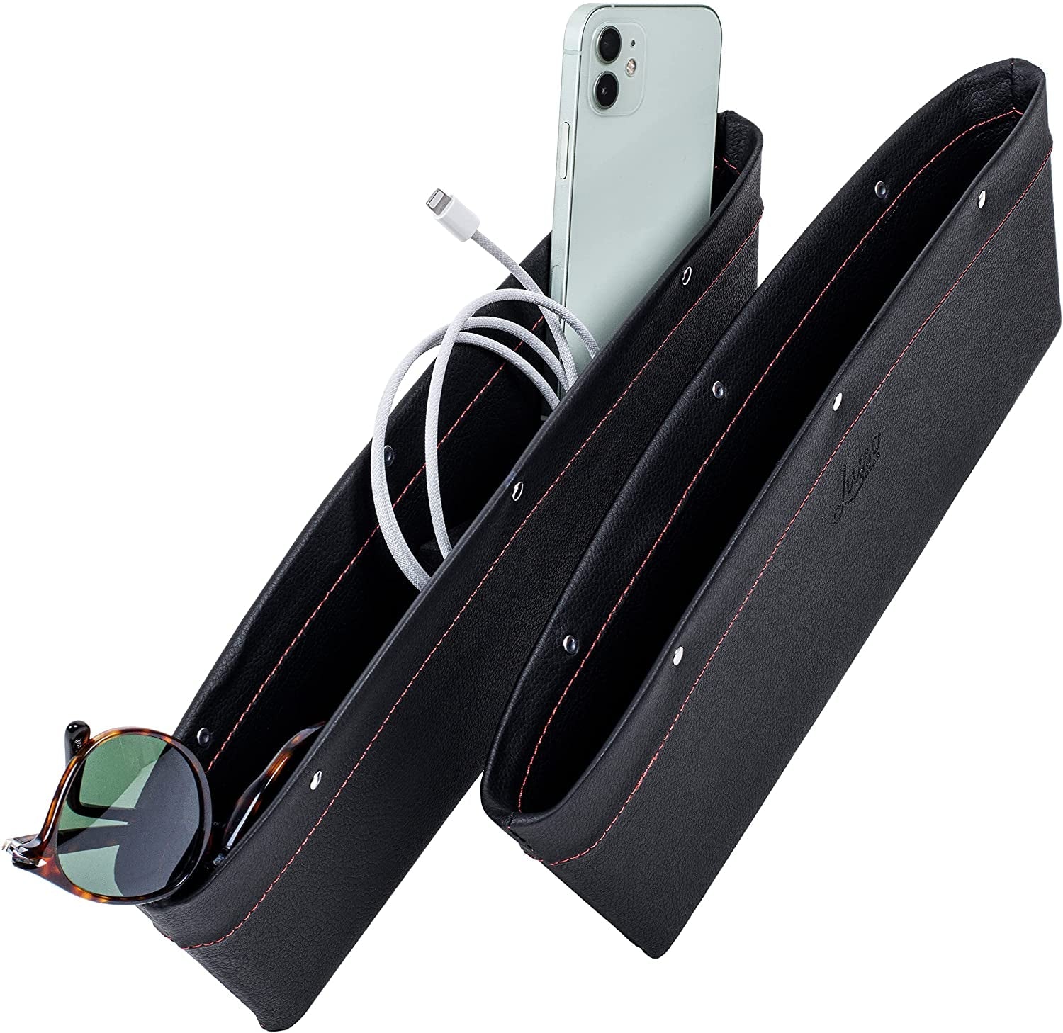 Car Seat Gap Storage Box Organizer Wireless Charger Charging For iPhone  Android