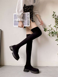 Long Sleeved Women's New Versatile Knitted Elastic Knee Socks And Boots