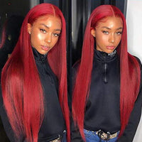 Burgundy Lace Front Human Hair Wigs Red Human Hair Wig