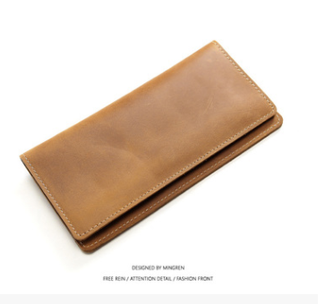 Men's long retro slim leather wallet
