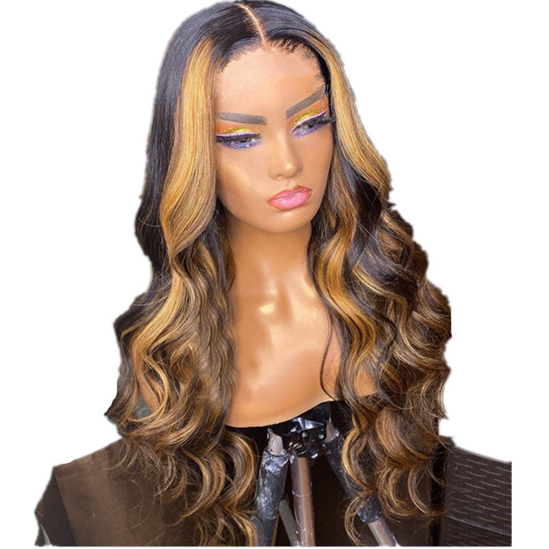 Wig Female Black-Brown Gradient Long Curly Hair