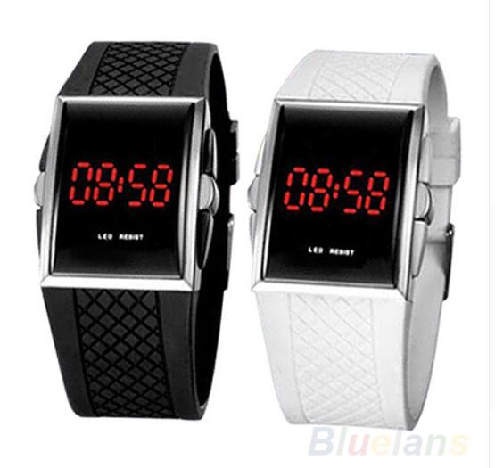 Men Women Casual Unisex White Black LED Digital Sports Wrist Watch Wristwatch Date Clock