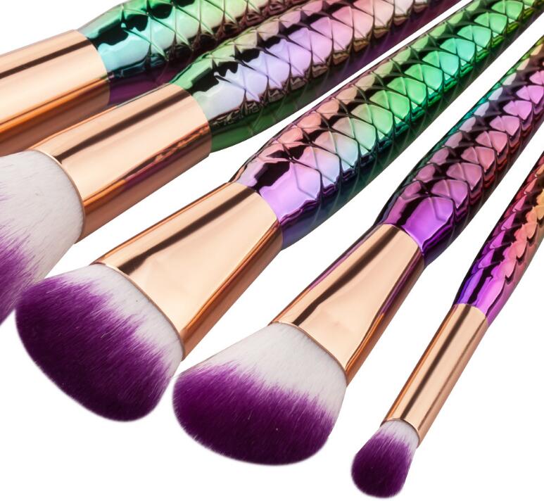 5 mermaid makeup brushes set beauty tools makeup fish type powder brush