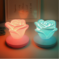 4 Colors Romantic Rose-shape Three Lighting Level Dimming Touch Night Light Valentine's Day Night Light