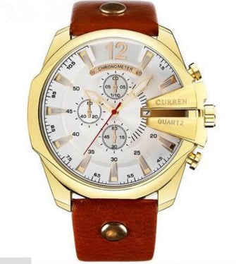 Fashionable Large Dial Decorated Three-eye Men's Watch