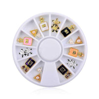 1 Wheel 3D Charm Alloy Rhinestones Nail Art Decorations Perfume Bottle Bow Flowers Triangle DIY Nail Jewelry Supplies