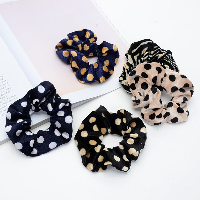 Vintage leopard spotted hair circle fabric hair accessory