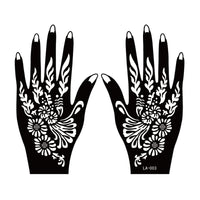2 Sheets Hand Tattoo Decal Henna Stencil Temporary