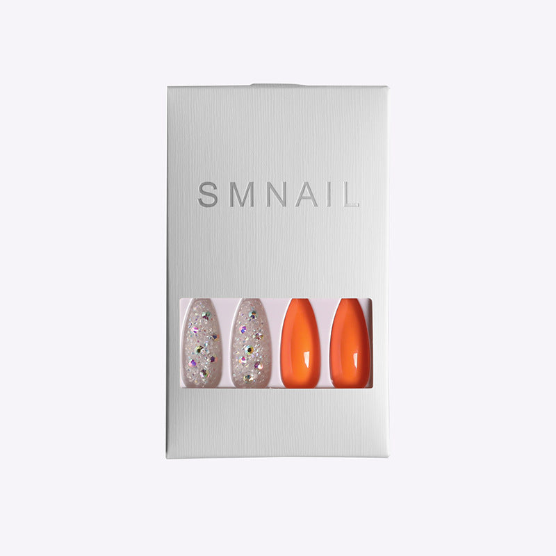 Transparent Nail Beads, Micro Diamonds, Orange Ballet Nails, Nail Supplies, 24-piece Box