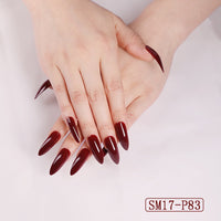 Positive Rred Long Pointed Oval False Nails