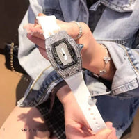 Women's Quartz Full Drill Cask Type Miller Silicone Watch