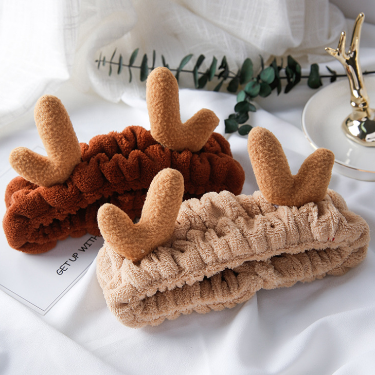 Korean version of cute selling antlers wash face with Japanese soft plush Christmas moose headband hair band hair accessories