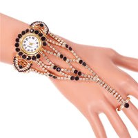 Ladies Full Diamond Claw Chain Ring Set Watch