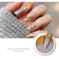 New two-color nail art solid gradient mirror powder