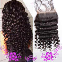 Live-action Wigs Hand-woven Human Hair Block Deep Wave Closure Full Lace Wig