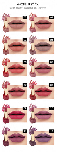 12 color square tube lipstick