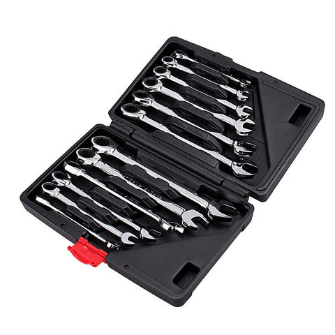 12pcs Fixed Spanners Ratchet Wrench Kit, High-Torque Hand Tool Set For Garage, Workshop & Household Repairs