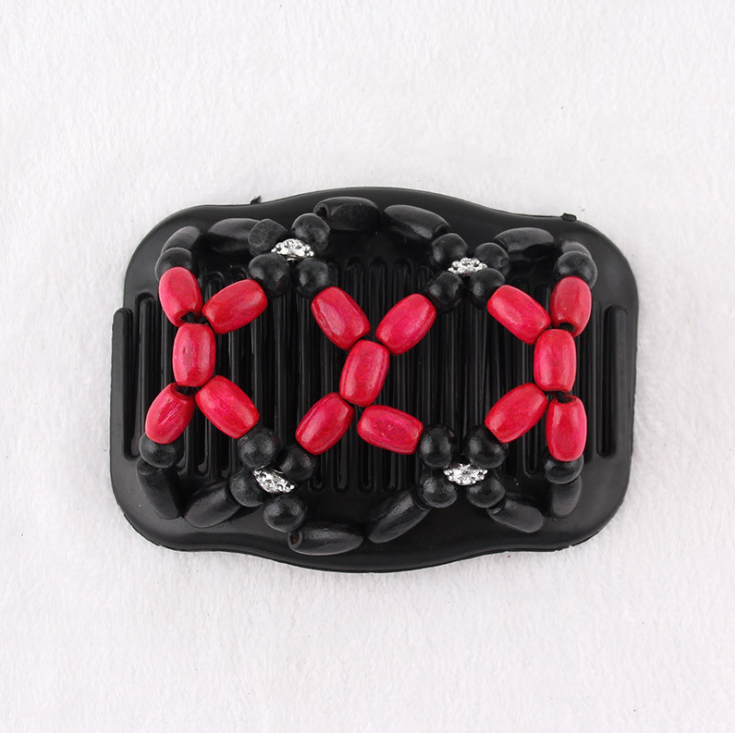 Fashion Magic Beads Elasticity Double Hair Comb Clip Stretchy Women Accessories