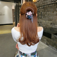 Bun Hair Half Bun Pearl Flower Hair Plate Hair Elastic Korean Styling Headdress Hair Accessories