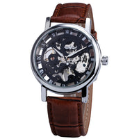 Men's Mechanical Watch Fashion Casual Retro Roman Style Hollow-out Watch