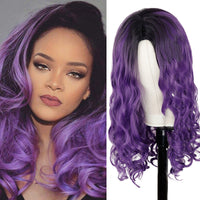 Wig Headgear Black And Purple Two-color Gradient Big Wave Long Curly Hair Synthetic