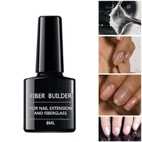Fiber extension adhesive for nail polish repair