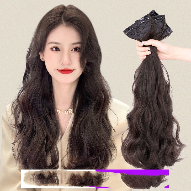 Long Hair Summer Hair Pack One-piece Invisible Hair Extension Big Wave Curly Hair Wig Set