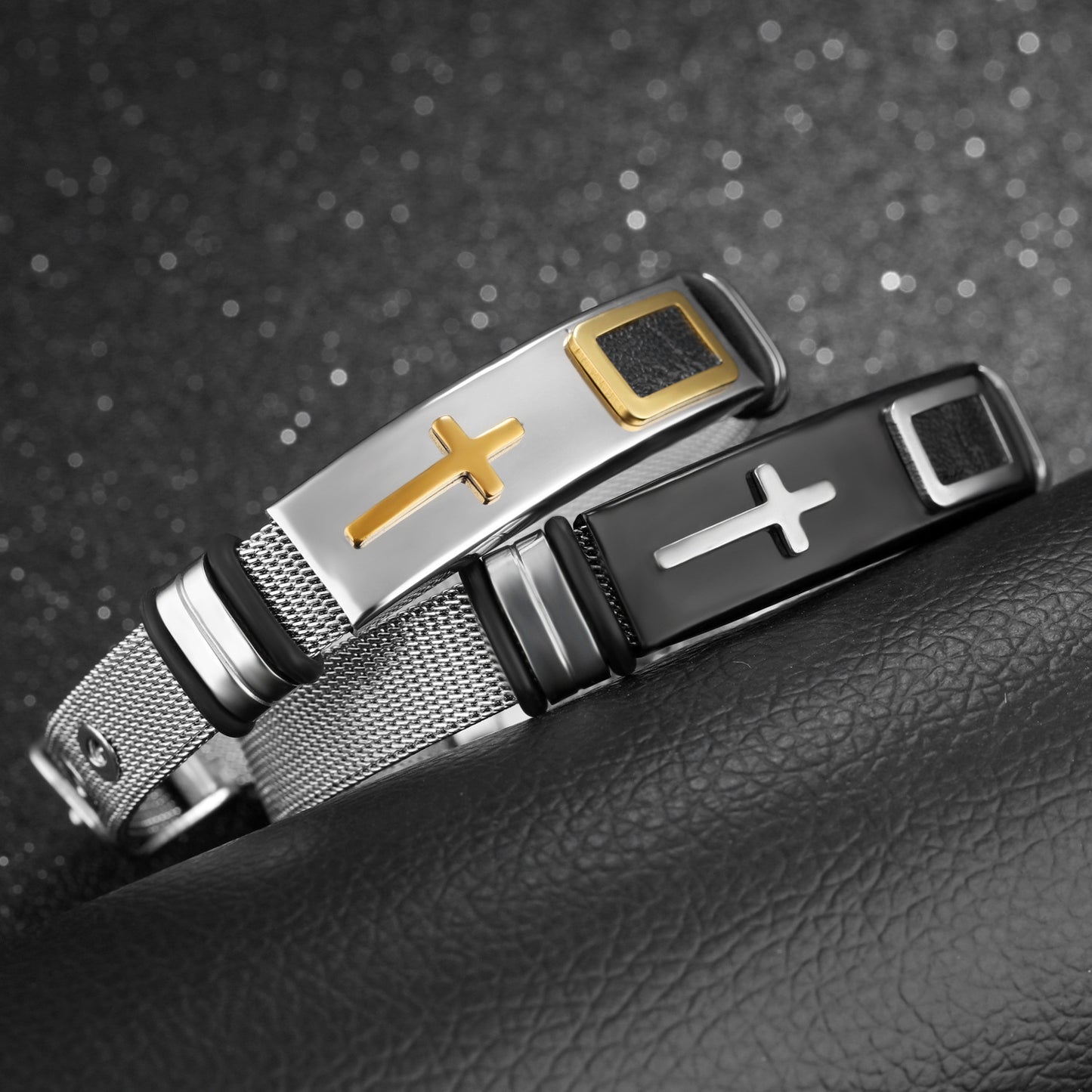 Steel mesh bracelet bracelet Bracelet gold cross titanium steel men's personality bracelet