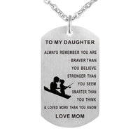 Mother and daughter stainless steel necklace army card