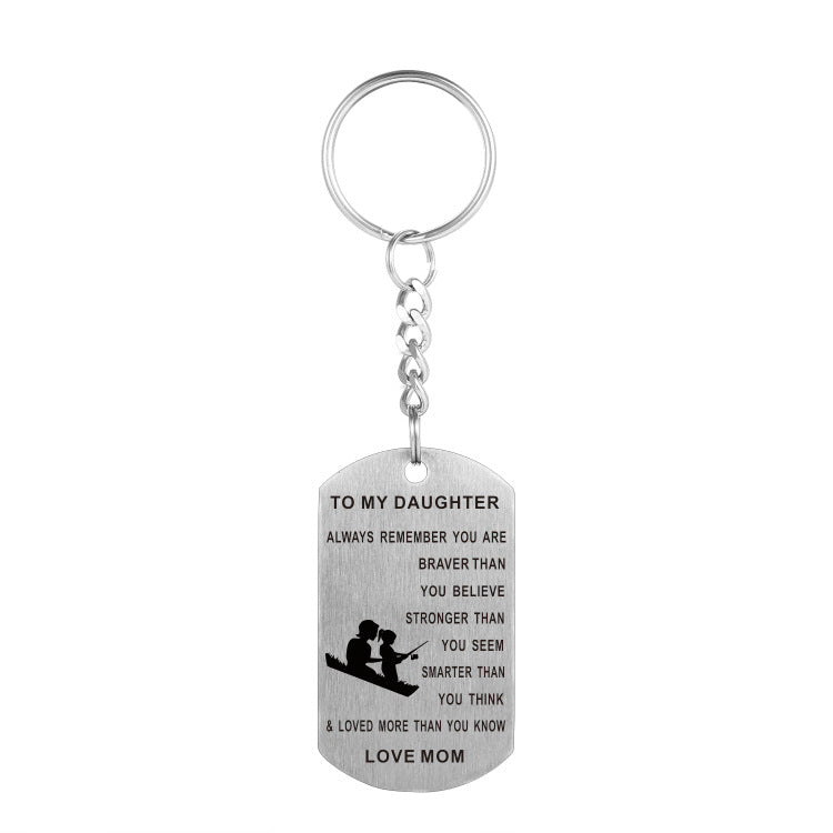 Mother and daughter stainless steel necklace army card