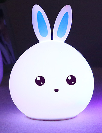 Cute Night Light Animal Rabbit Night lamps Touch Sensor Silicone LED Colorful Lights