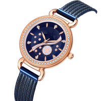 Women's Fashion Diamond-set Stainless Steel Mesh Band Waterproof Watch