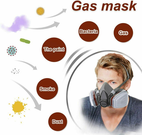 17 In 1 Full Face Mask 6200 Gas Mask Facepiece Spray Respirator Filter Chemical
