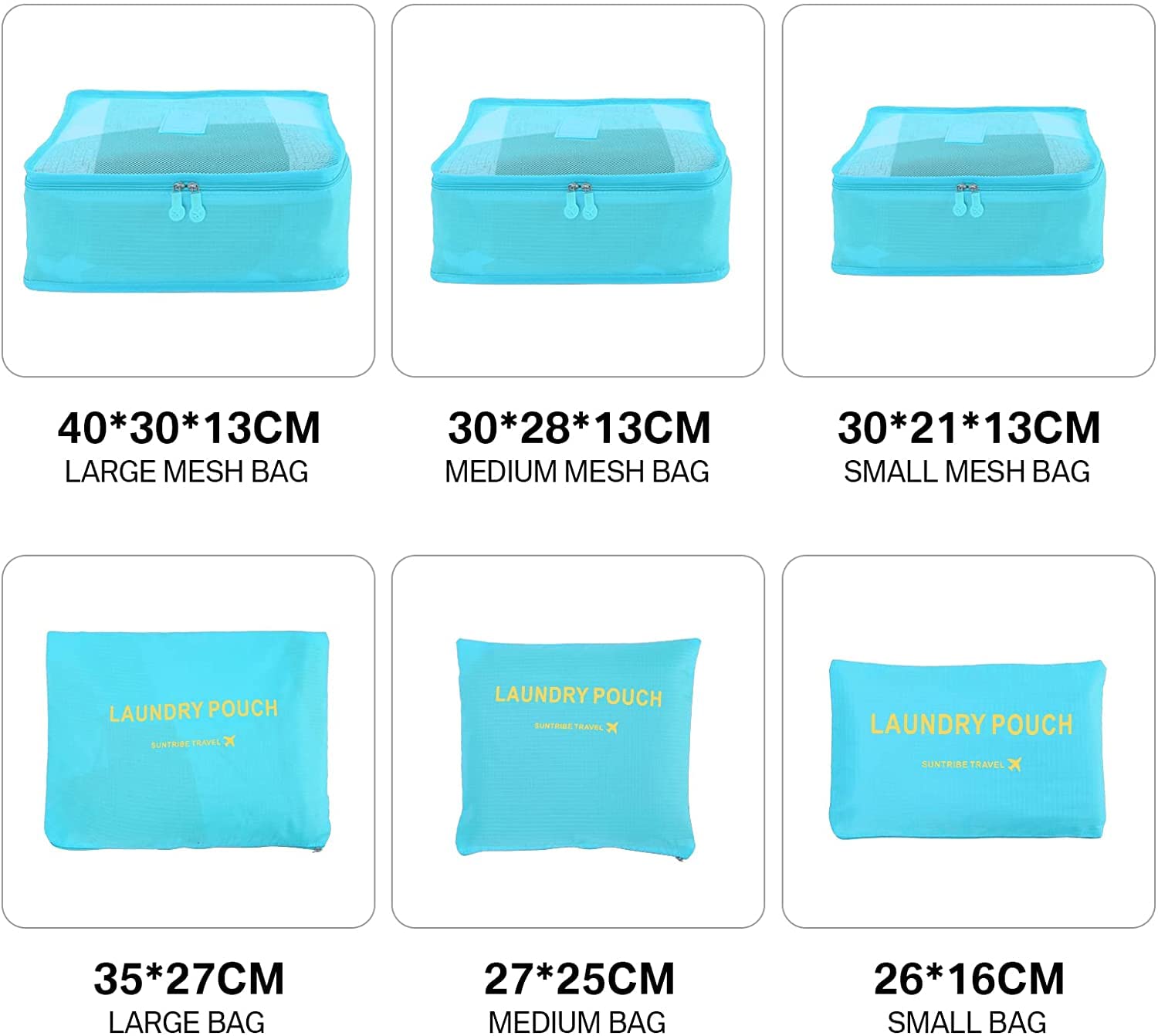 GUMTAPE Travel Organiser Packing Bags,6 PCS Travel Packing Cubes Set for Clothes Travel Luggage Organizers Storage Bags