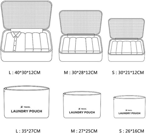 GUMTAPE Travel Organiser Packing Bags,6 PCS Travel Packing Cubes Set for Clothes Travel Luggage Organizers Storage Bags
