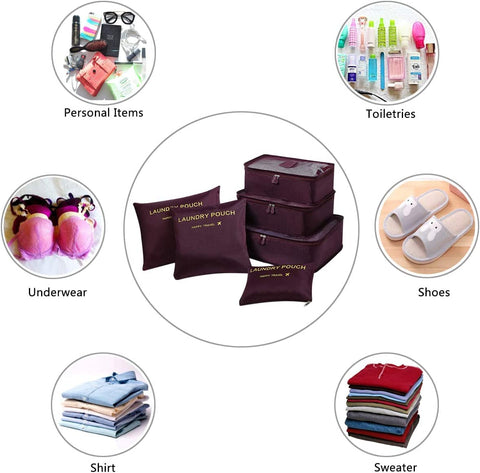 GUMTAPE Travel Organiser Packing Bags,6 PCS Travel Packing Cubes Set for Clothes Travel Luggage Organizers Storage Bags