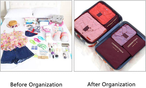 GUMTAPE Travel Organiser Packing Bags,6 PCS Travel Packing Cubes Set for Clothes Travel Luggage Organizers Storage Bags