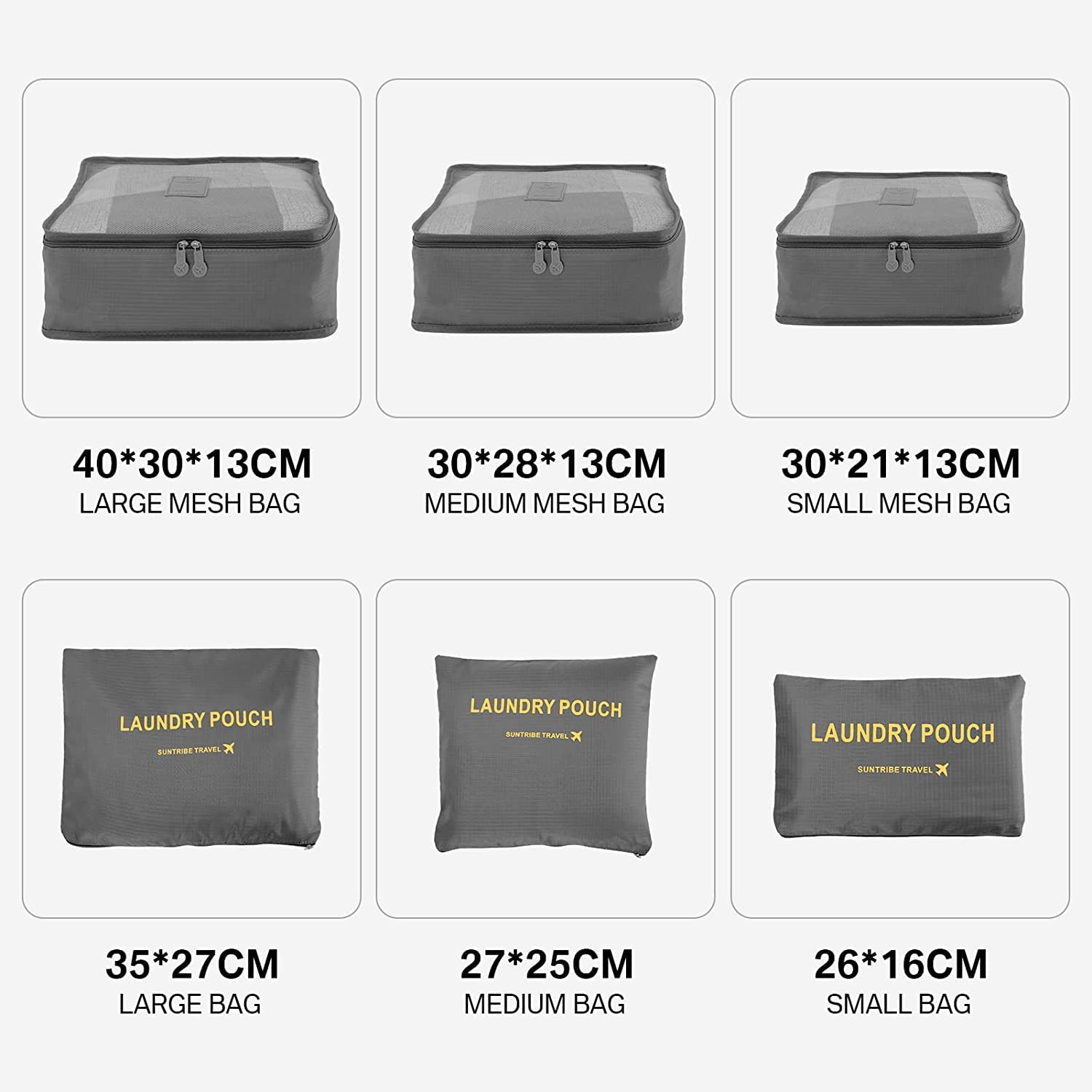 GUMTAPE Travel Organiser Packing Bags,6 PCS Travel Packing Cubes Set for Clothes Travel Luggage Organizers Storage Bags