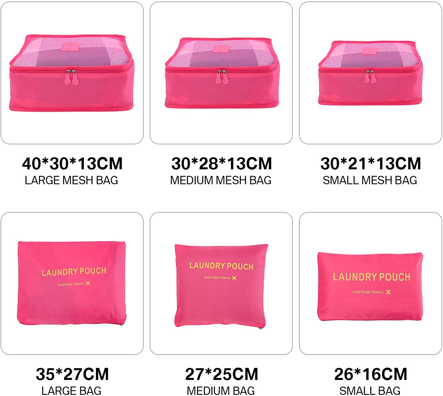 GUMTAPE Travel Organiser Packing Bags,6 PCS Travel Packing Cubes Set for Clothes Travel Luggage Organizers Storage Bags