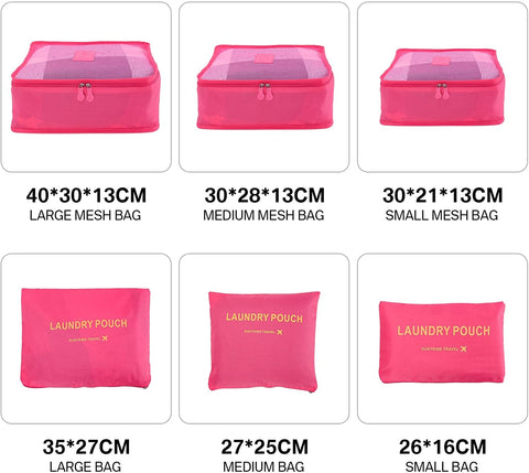 GUMTAPE Travel Organiser Packing Bags,6 PCS Travel Packing Cubes Set for Clothes Travel Luggage Organizers Storage Bags