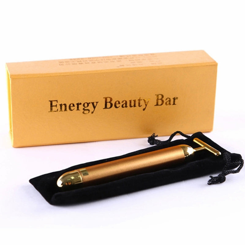 Face 24K Gold Vibration Pulse Beauty Bar Firming Facial Roller Massager Stick Lift Skin Tightening Wrinkles Pen