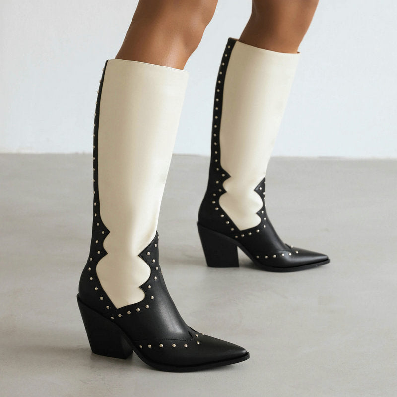 Studded Thick Heel High Heel Socket Doc Martens For Autumn And Winter