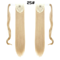 European And American Long Straight Hair Velcro Ponytail