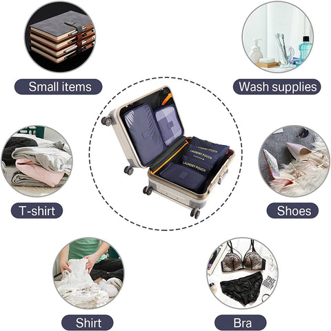 GUMTAPE Travel Organiser Packing Bags,6 PCS Travel Packing Cubes Set for Clothes Travel Luggage Organizers Storage Bags