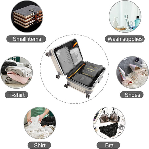 GUMTAPE Travel Organiser Packing Bags,6 PCS Travel Packing Cubes Set for Clothes Travel Luggage Organizers Storage Bags