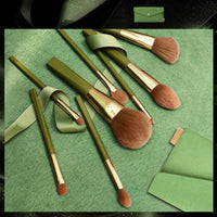 Makeup Brush Set Soft 8 Green Shimmering Brushes