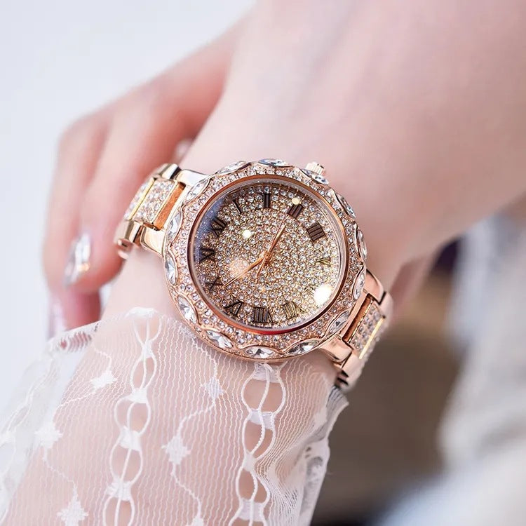 Women's Fashion Quartz Watch Set With Diamonds And Rhinestones