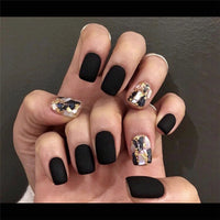 Wearing Black Frosted Shell Fake Nails