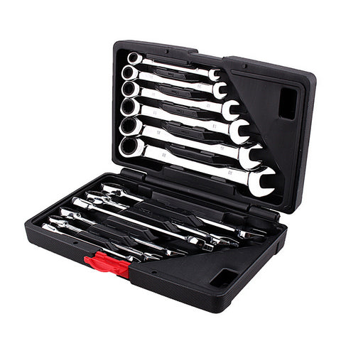 12pcs Fixed Spanners Ratchet Wrench Kit, High-Torque Hand Tool Set For Garage, Workshop & Household Repairs